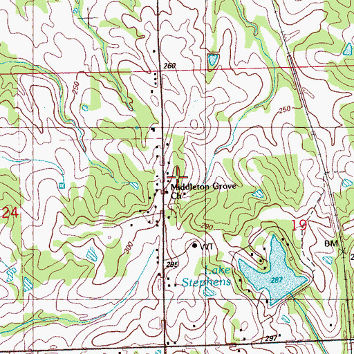 Topographic Map of Middleton Grove Church, MS
