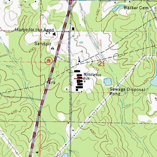 Topographic Map of Middleton School, MS