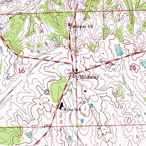 Topographic Map of Midway, MS