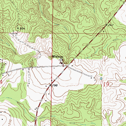Topographic Map of Midway Church, MS