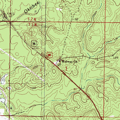 Topographic Map of Midway Church, MS