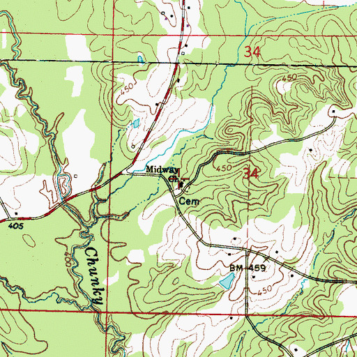 Topographic Map of Midway Church, MS