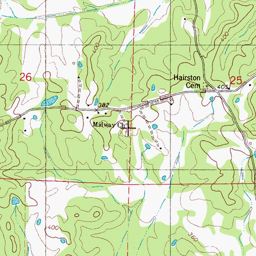 Topographic Map of Midway Church, MS