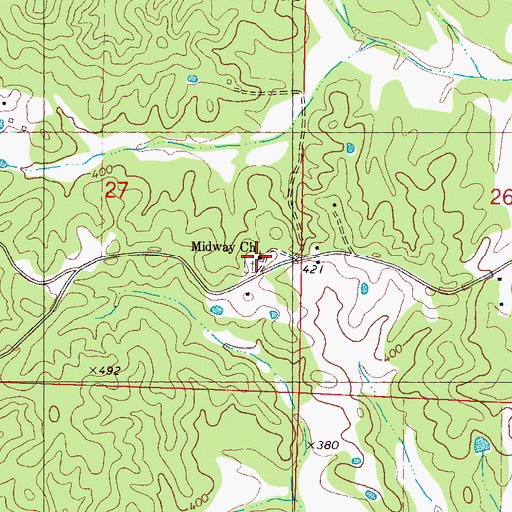 Topographic Map of Midway Church, MS