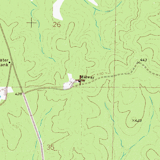 Topographic Map of Midway Church, MS