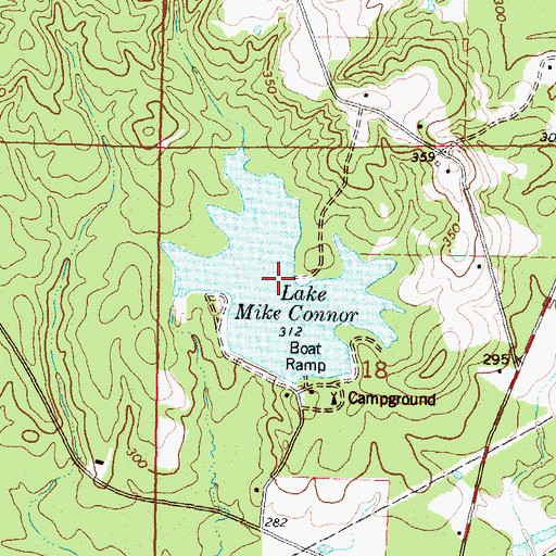 Topographic Map of Lake Mike Connor, MS
