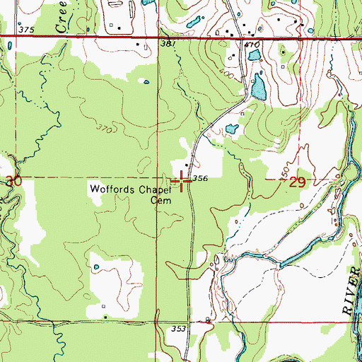 Topographic Map of Woofords Chapel (historical), AR