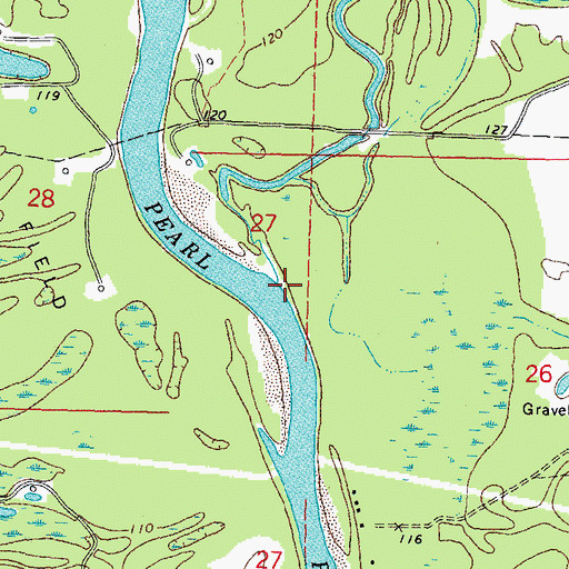 Topographic Map of Mike Tom Branch, MS