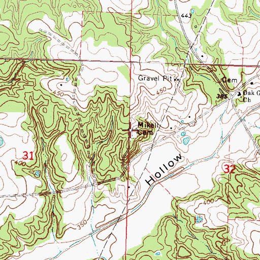 Topographic Map of Mikell Cemetery, MS