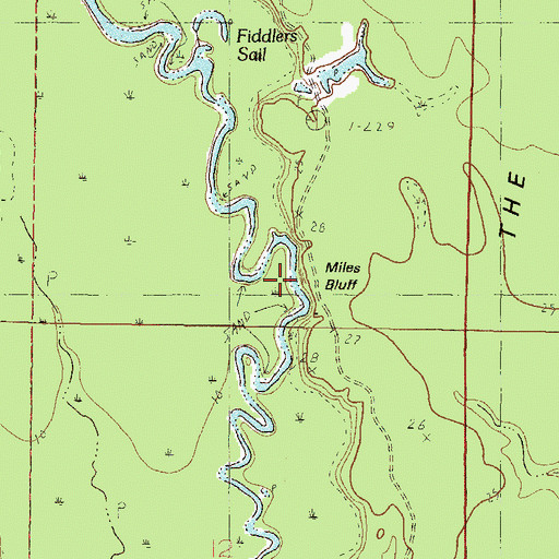 Topographic Map of Miles Bluff, MS