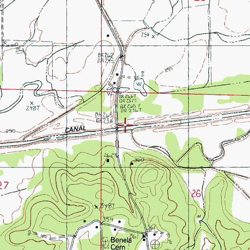 Topographic Map of Miles Creek, MS
