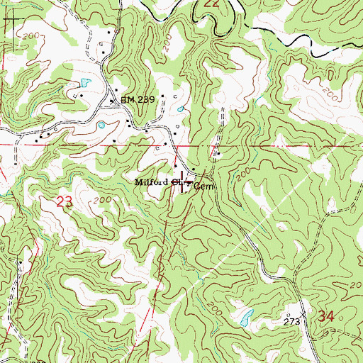 Topographic Map of Milford Church, MS