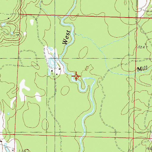 Topographic Map of Mill Branch, MS