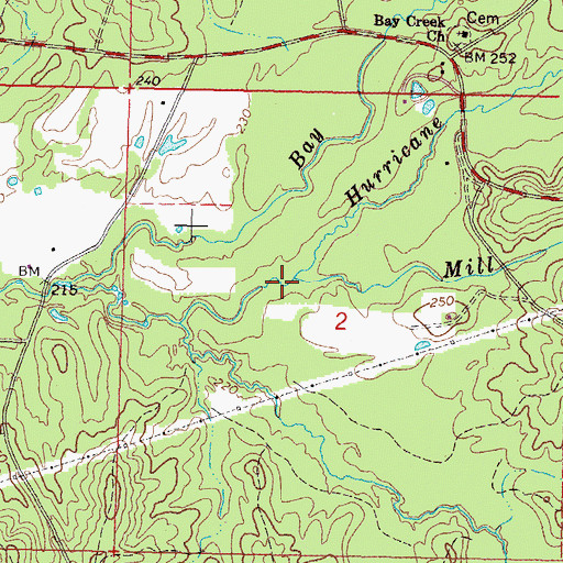 Topographic Map of Mill Branch, MS