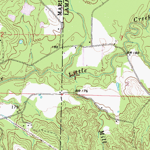 Topographic Map of Mill Branch, MS