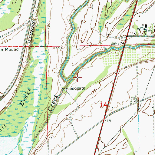 Topographic Map of Mill Creek, MS