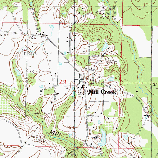 Topographic Map of Mill Creek, MS