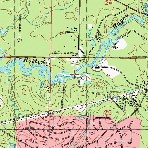 Topographic Map of Mill Creek, MS