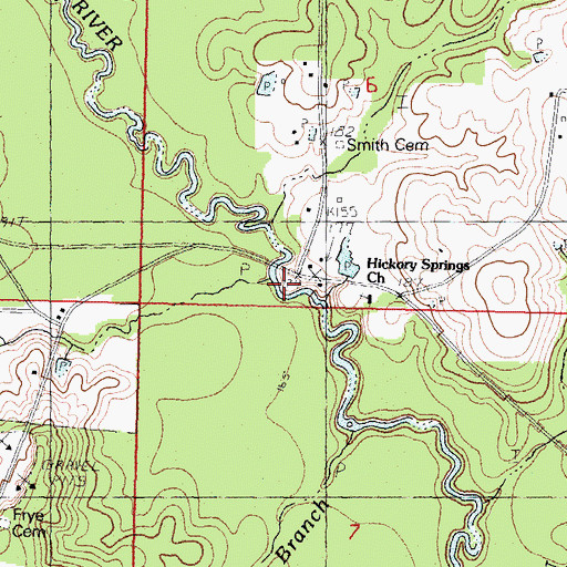 Topographic Map of Mill Creek, MS