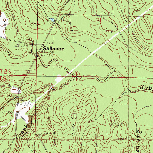 Topographic Map of Mill Creek, MS