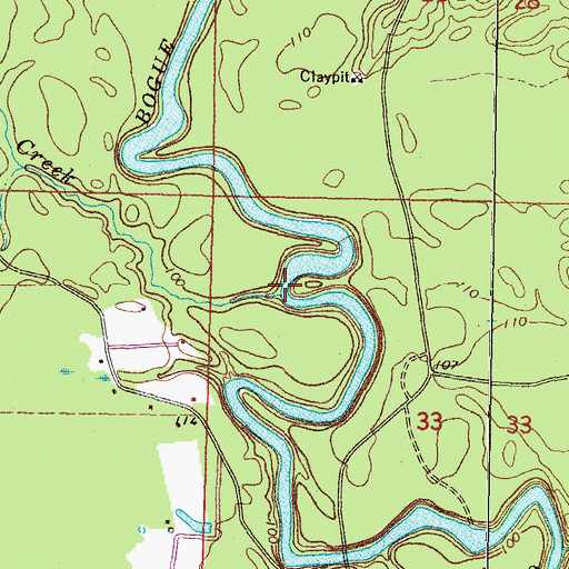 Topographic Map of Mill Creek, MS