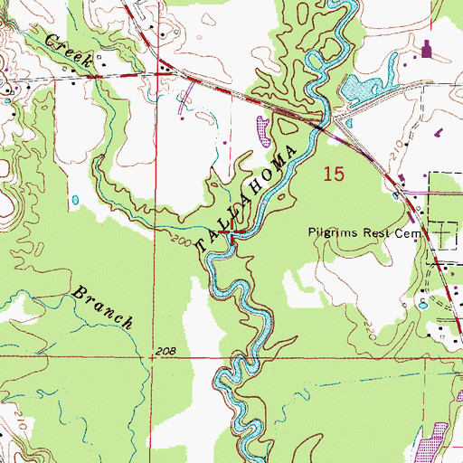 Topographic Map of Mill Creek, MS