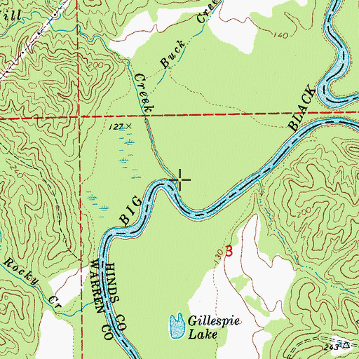Topographic Map of Mill Creek, MS