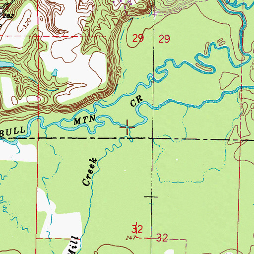 Topographic Map of Mill Creek, MS