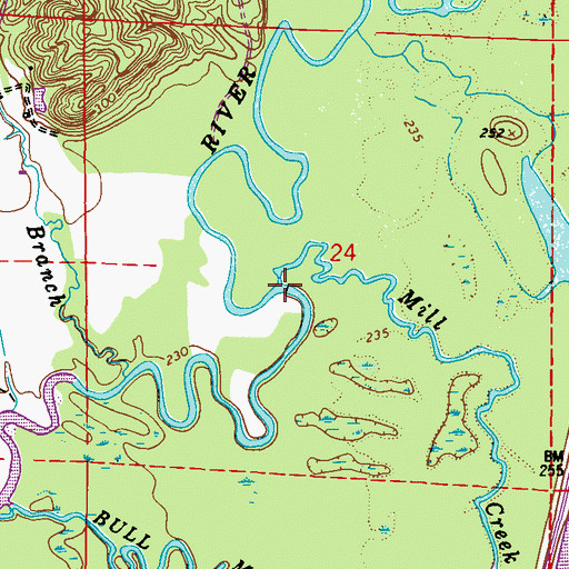 Topographic Map of Mill Creek, MS