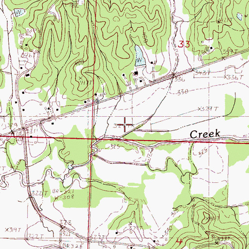 Topographic Map of Mill Creek, MS