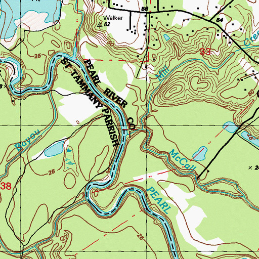 Topographic Map of Mill Creek, MS