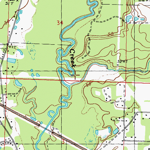 Topographic Map of Mill Creek, MS