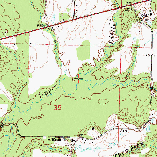 Topographic Map of Mill Creek, MS
