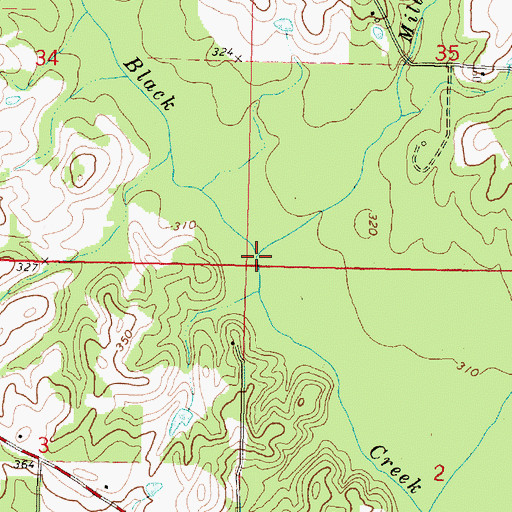 Topographic Map of Mill Creek, MS