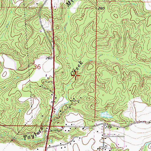Topographic Map of Mill Creek, MS