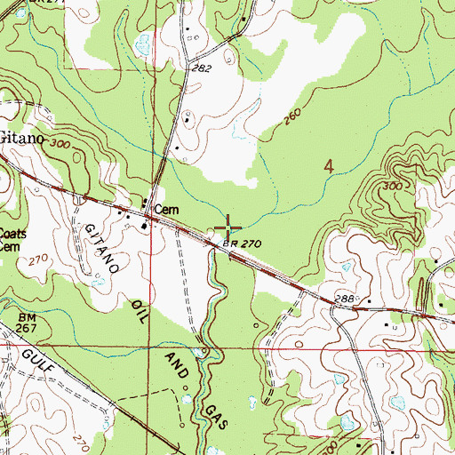 Topographic Map of Mill Creek, MS