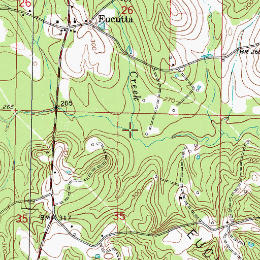 Topographic Map of Mill Creek, MS