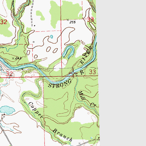 Topographic Map of Mill Creek, MS