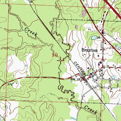 Topographic Map of Mill Creek, MS