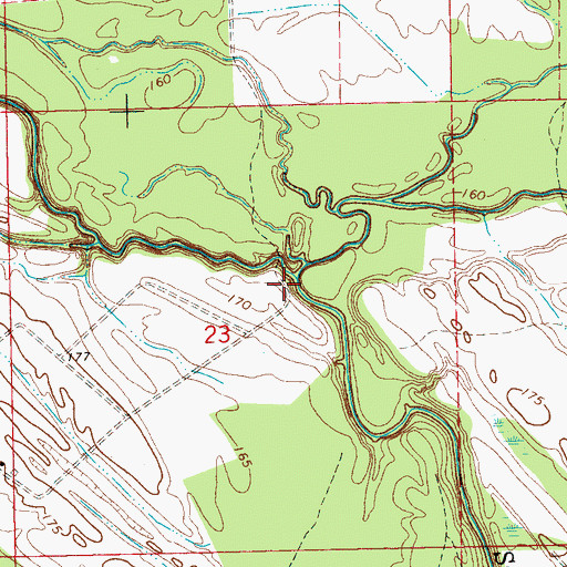 Topographic Map of Mill Creek, MS