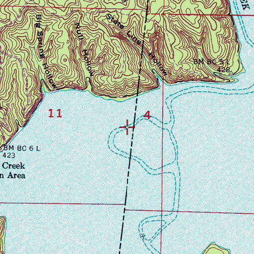 Topographic Map of Mill Creek, MS
