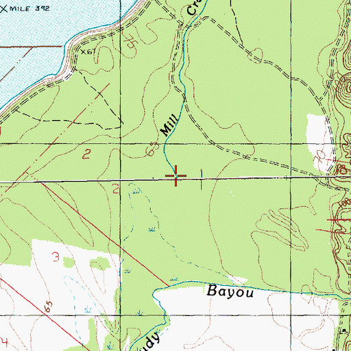Topographic Map of Mill Creek, MS