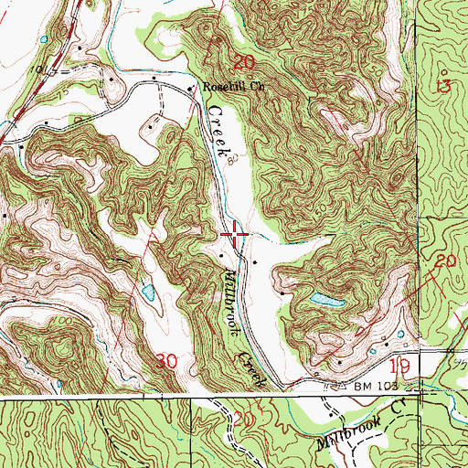 Topographic Map of Millbrook Creek, MS