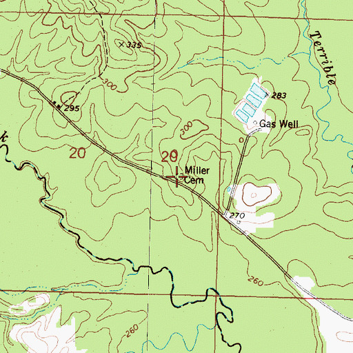 Topographic Map of Miller Cemetery, MS