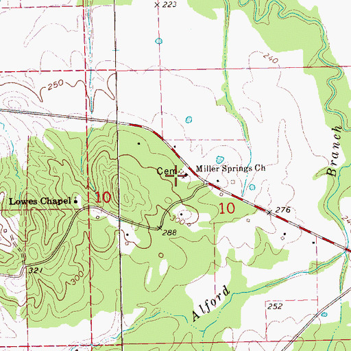 Topographic Map of Miller Springs Missionary Baptist Church, MS