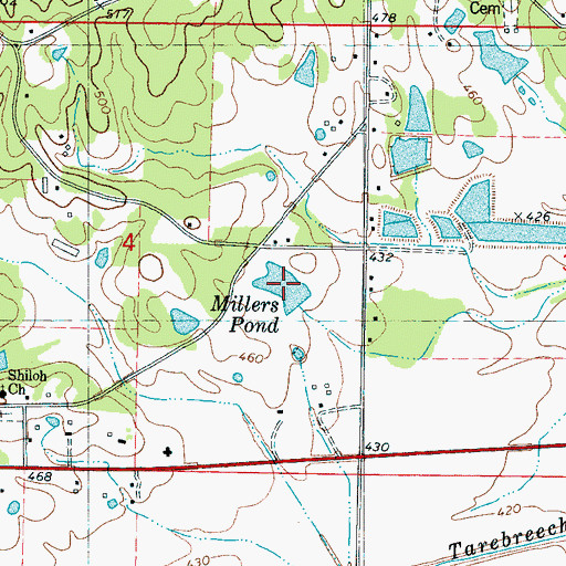 Topographic Map of Millers Pond, MS