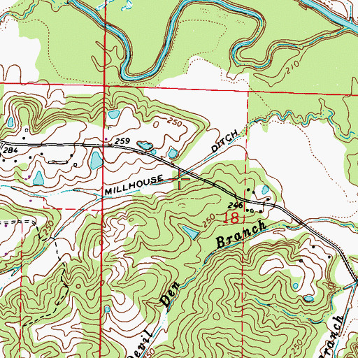 Topographic Map of Millhouse Ditch, MS