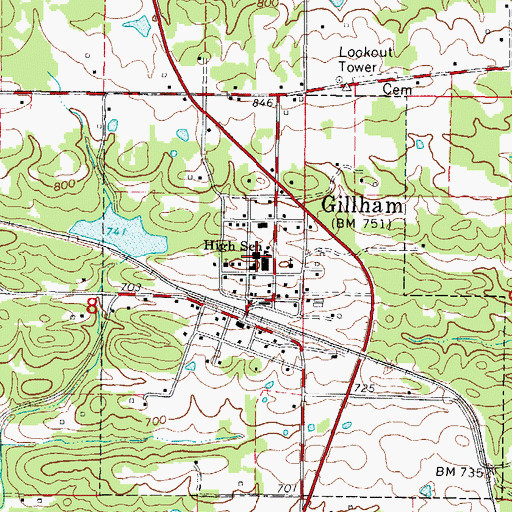 Topographic Map of Gillham High School (historical), AR