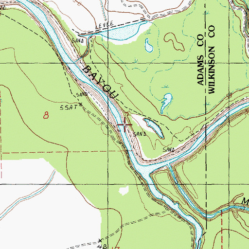 Topographic Map of Mills Bayou, MS