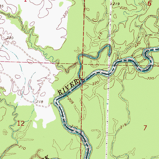 Topographic Map of Mills Creek, MS
